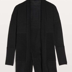 Lululemon Sit in Lotus Wrap II Black 100% Merino Wool Cardigan | Size 6